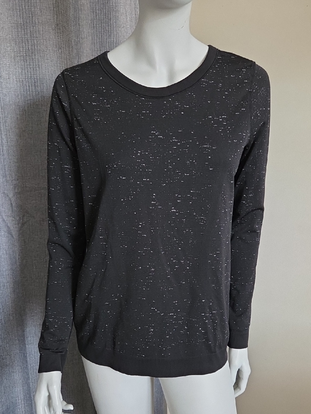 lululemon athletica Black & White Speckled Crewneck Long Sleeve Running Top